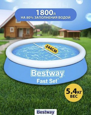 Надувной бассейн Bestway Fast Set / 1880 л, 244 * 61 см