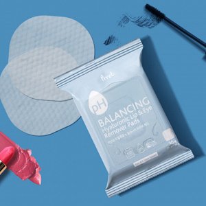 Диски-ремуверы для быстрого снятия макияжа с губ и глаз PRRETI PH Balancing Hyaluronic Lip and Eye Remover Pads, 30 шт.