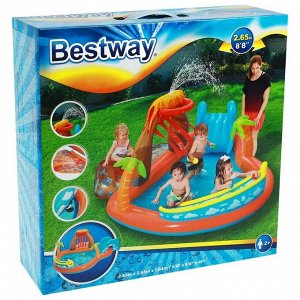 Bestway Игровой центр 265х265х104см &quot;Вулкан&quot; с разбрызгивателем, горкой и игрушками, 208л, от 2 лет