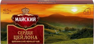 Чай черный МАЙСКИЙ "Сердце Цейлона" цейлонский байховый 25 пакетиков