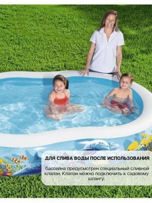 Детский надувной бассейн Bestway "Подводный мир" / 4,1 л, 262 х 157 х 46 см