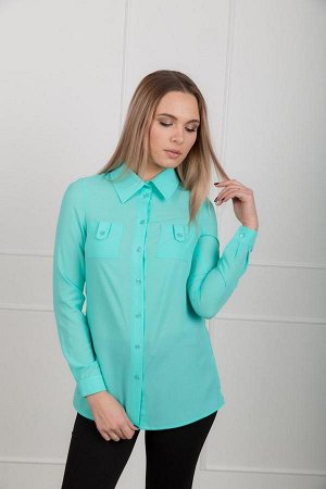 Блузка с длинными рукавами и накладными карманами