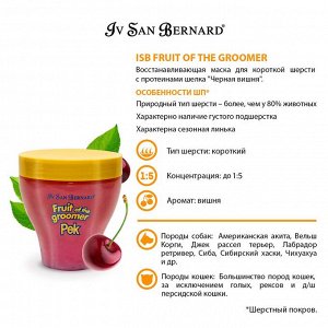 ISB Fruit of the Groomer Black Cherry Восстанавливающая маска для короткой шерсти с протеинами шелка 250 мл