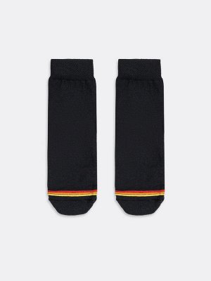 Высокие женские носки термо черного цвета с желтой и красной полоской (1 упаковка по 5 пар)
