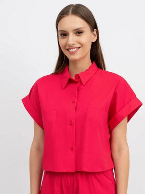 Mark Formelle Укороченная рубашка с длинными накладными карманами ярко-розового цвета