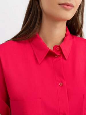 Mark Formelle Укороченная рубашка с длинными накладными карманами ярко-розового цвета