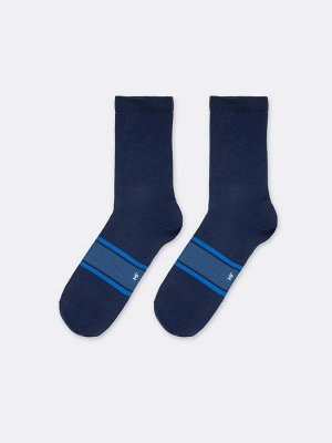 Носки мужские синие с рисунком в виде полосок на следу (1 упаковка по 5 пар)
