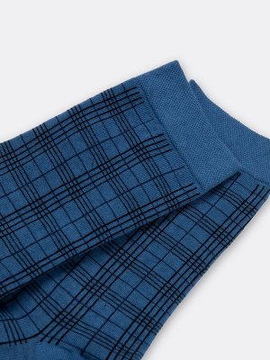 Носки мужские синие с рисунком в виде клетки (1 упаковка по 5 пар)