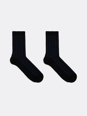 Носки мужские черные с рисунком в виде клетки (1 упаковка по 5 пар)