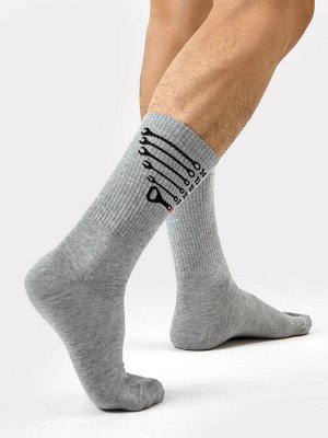 Высокие носки мужские серые с рисунком в виде гаечных ключей (1 упаковка по 5 пар)