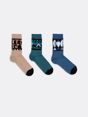 Набор мужских носков (3 шт.) в разных цветах с рисунком