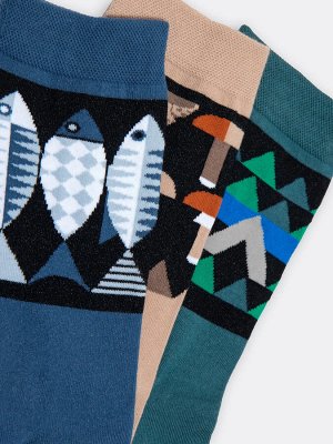 Набор мужских носков (3 шт.) в разных цветах с рисунком