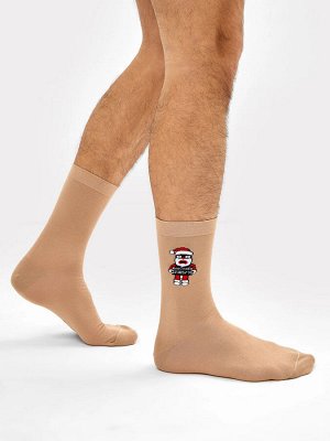 Высокие носки мужские с рисунком в виде Санты (1 упаковка по 5 пар)