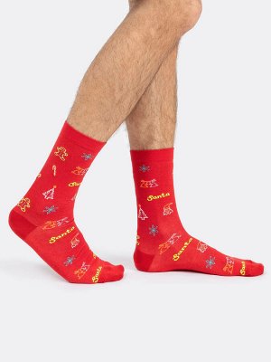 Высокие носки мужские с новогодними рисунками (1 упаковка по 5 пар)