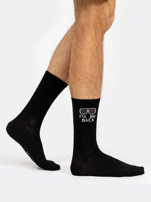 Высокие мужские носки черного цвета с надписью I'LL BE BACK (1 упаковка по 5 пар)