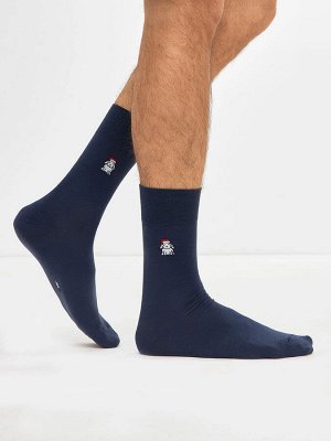 Высокие мужские носки темно-синего цвета с лаконичным рисунком (1 упаковка по 5 пар)