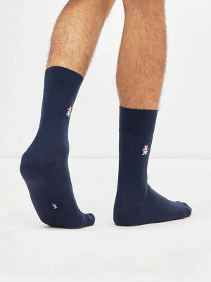 Высокие мужские носки темно-синего цвета с лаконичным рисунком (1 упаковка по 5 пар)