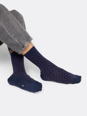 Высокие мужские носки темно-синего цвета в мелкий красный горошек (1 упаковка по 5 пар)