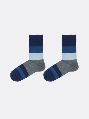 Мужские высокие носки в широкую полоску оттенков синего и серого (1 упаковка по 5 пар)