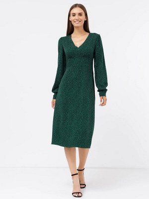 Полуприлегающее платье из вискозы в зеленое пятнышко
