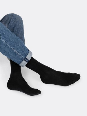 Высокие мужские носки черного цвета с антибактериальной обработкой (1 упаковка по 5 пар)