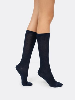 Завышенные женские носки из итальянской шерсти темно-синего цвета (1 упаковка по 5 пар)