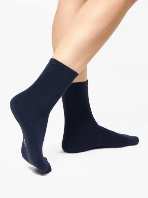 Высокие женские носки из шерсти и бамбука в оттенке темно-синий меланж (1 упаковка по 5 пар)