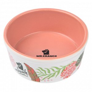 Миска Mr.Kranch для собак и кошек из фарфора "Тропики", 450мл, розовая