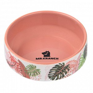 Миска Mr.Kranch для собак и кошек из фарфора "Тропики", 350мл, розовая