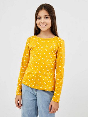 Хлопковый джемпер в расцветке сердечки на желтом для девочек