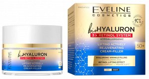 Eveline bioHyaluron 3x Retinol system Крем- филлер активно омолаживающий против морщин 50+ дневной/ночной 50мл