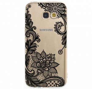 Черный узор. Чехол силиконовый прозрачный с рисунком на телефон Samsung Galaxy