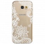 Белый узор. Чехол силиконовый прозрачный с рисунком на телефон Samsung Galaxy
