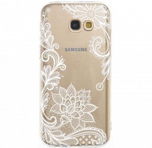 Белый узор. Чехол силиконовый прозрачный с рисунком на телефон Samsung Galaxy