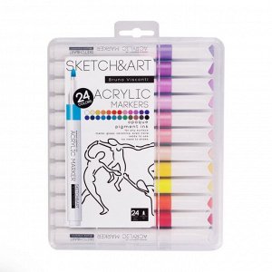 Набор акриловых маркеров 24 цвета SKETCH&amp;ART, 1,0-3,0 мм