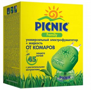 Picnic Family Фумигатор + жидкость от комаров, на 45 ночей, комплект, 30 мл, 1 шт