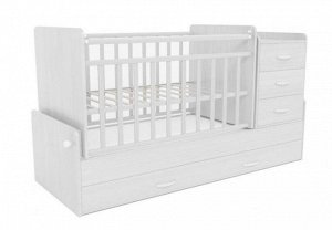 Кровать детская СКВ-5 (опуск.бок.,маятник,5 ящиков,белый) 544031