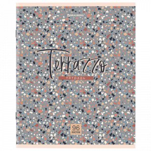 Тетрадь А5 96 л. BRAUBERG скоба, клетка, обложка картон, "Terrazzo" (микс в спайке), 404437