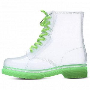 Прозрачные резиновые сапоги-ботинки зеленые