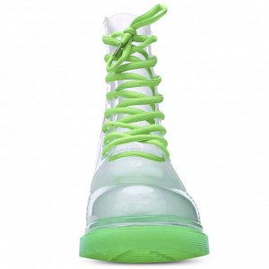 Прозрачные резиновые сапоги-ботинки зеленые