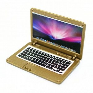 Кукольный ноутбук MacBook золотой, 1 шт