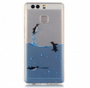 Пингвины. Чехол силиконовый прозрачный с рисунком на телефон Honor