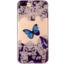 Голубая бабочка. Чехол силиконовый прозрачный с рисунком на телефон Samsung Galaxy