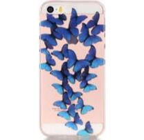 Синие бабочки. Чехол силиконовый прозрачный с рисунком на телефон iphone