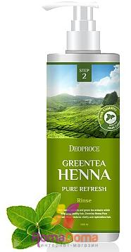 KR/ DEOPROCE GREENTEA HENNA Pure Refresh Rinse Ополаскиватель для волос "Зеленый чай и хна", 1000мл (дозатор)/ №1349