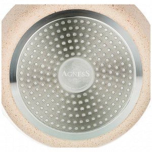 Сковорода agness глубокая с антипригарным "мраморным" покрытием, серия granite, 26х6,5см