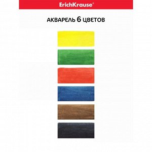 Акварель 6 цветов, ErichKrause Standard, без кисти, пластиковая коробка, европодвес