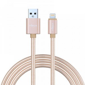 FORZA Кабель для зарядки Флоренция iP, 1.5м, 1.5А, тканевая оплётка, 3 цвета, пакет