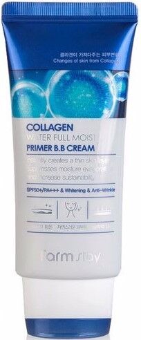 BB Крем Farm Stay Collagen Water Full Moist Primer B.B Cream SPF50+ PA+++ – это увлажняющий коллагеновый ББ-крем-праймер с функциями санскрина деликатно ухаживает за кожей, а также защищает клетки эпи