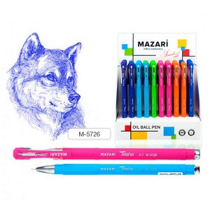 Ручка шарик "Mazari Tenero" 0,7мм игольч. стержень на масл. осн., покрыт. Soft синяя 1/60 арт. M-5726